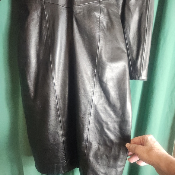 North Beach Leather Fully Lined Black Midi Dress and Matching Pants - Picture 4 of 13